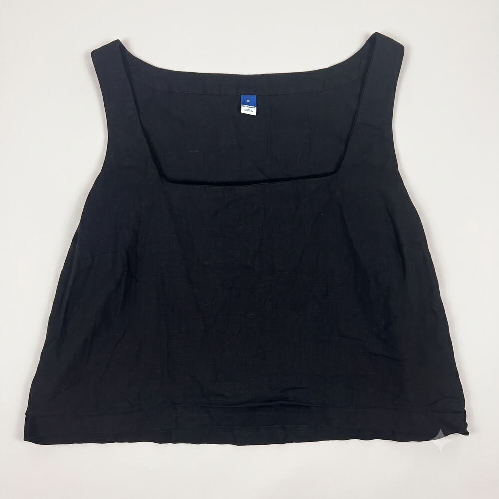 Old Navy Womens XL Coastal Minimalist Preppy Linen Blend Square Neck Crop Top